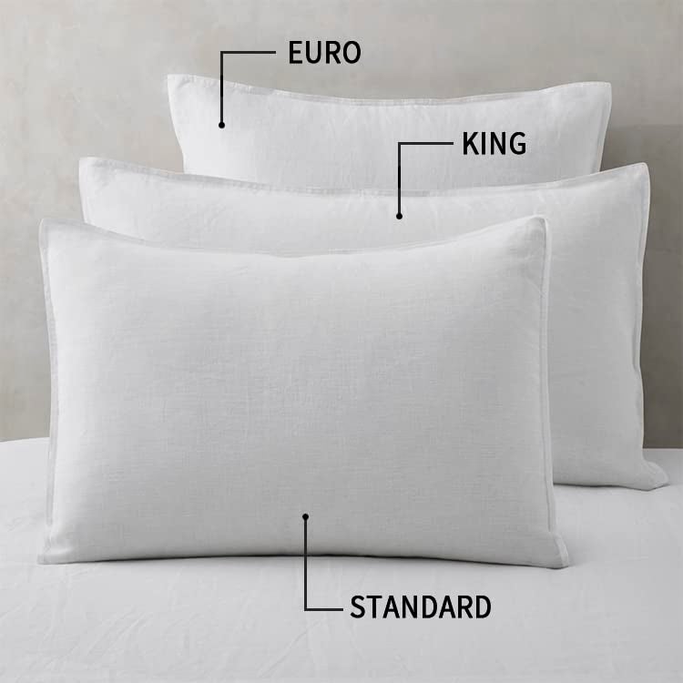 ATLINIA Linen Pillow Cases Euro Sham - 26 x 26 Inch Bed Pillow Protector Cover Set of 2 Bedding Cooling Neutral Pillowcase Shams White - Image 2
